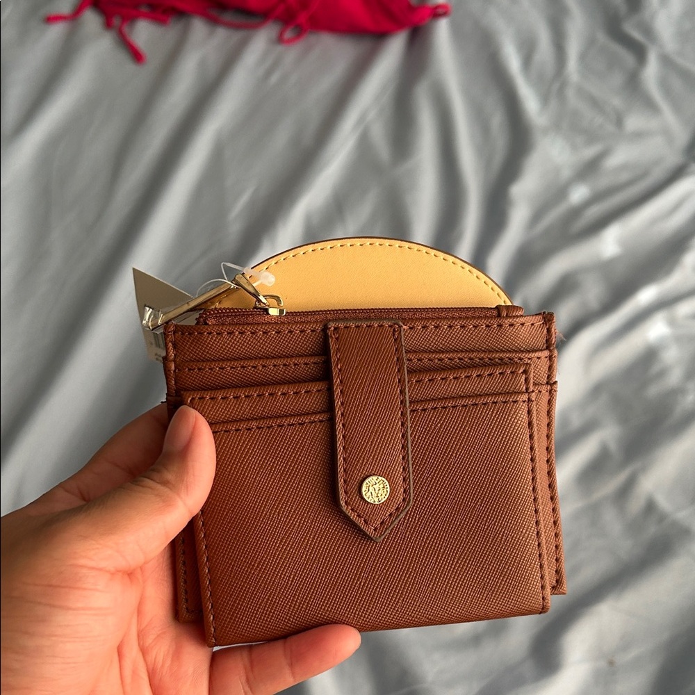Brown Card Holder with Yellow Interior